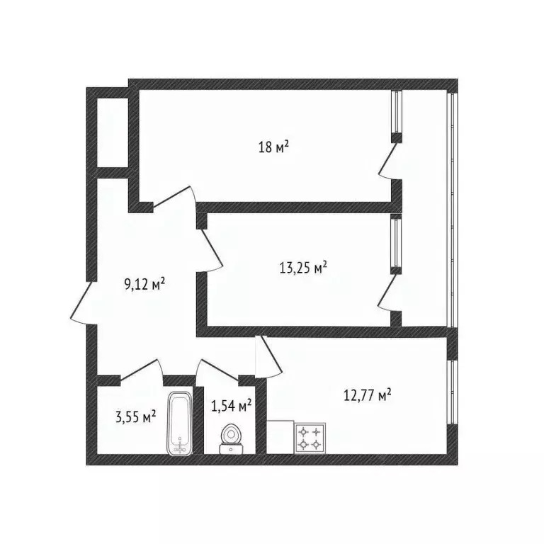 2-к кв. Белгородская область, Белгород ул. Есенина, 15 (61.0 м) - Фото 2