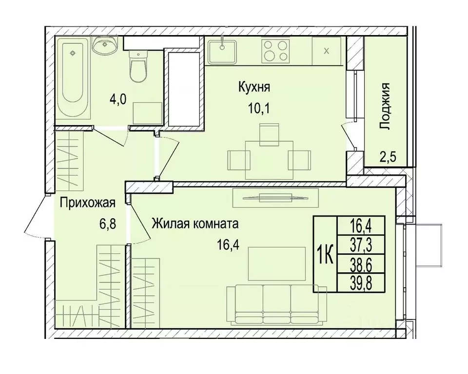 1-к кв. Московская область, Мытищи Медицинская ул., 2А (38.7 м) - Фото 0