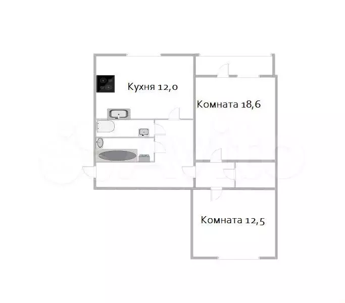 2-к. квартира, 60,9 м, 6/19 эт. - Фото 0
