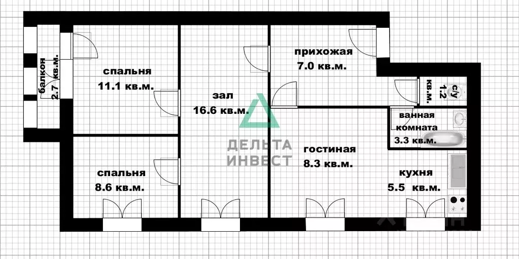 3-к кв. Башкортостан, Уфа ул. Минигали Губайдуллина, 5 (61.6 м) - Фото 2