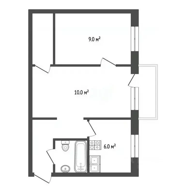 2-к кв. Московская область, Жуковский ул. Семашко, 3к4 (42.2 м) - Фото 2