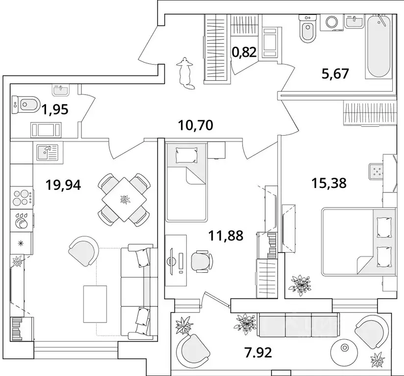2-к кв. Санкт-Петербург Кубинская ул., 82к3с1 (70.7 м) - Фото 0