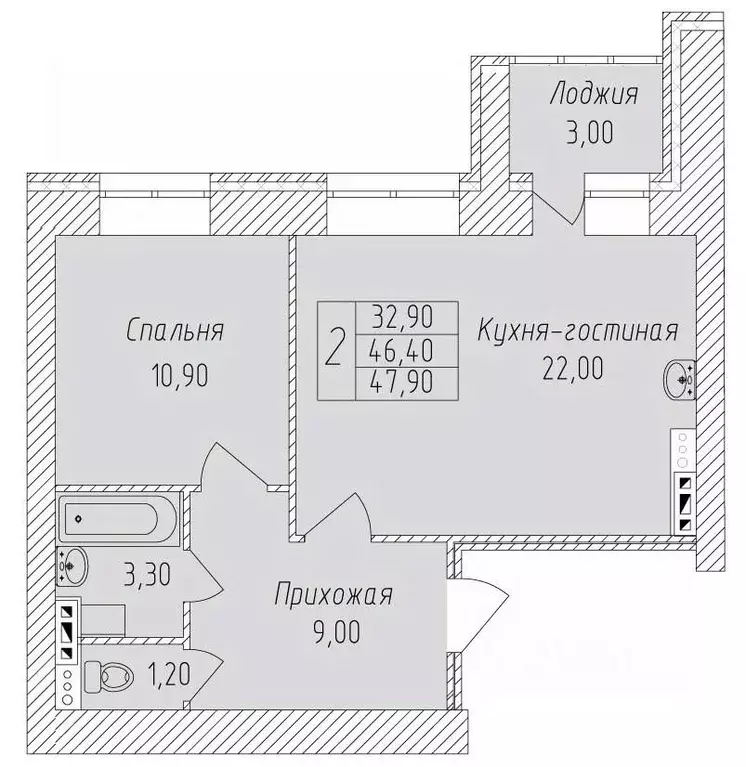 2-к кв. Белгородская область, Старый Оскол Степной мкр,  (47.9 м) - Фото 0