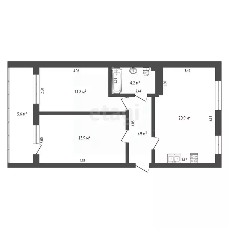 2-к кв. Калужская область, Малоярославецкий муниципальный округ, с. ... - Фото 2