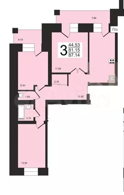 3-к. квартира, 96 м, 6/14 эт. - Фото 0