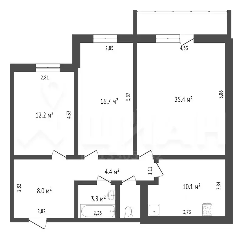 3-к кв. Красноярский край, Красноярск ул. Дмитрия Мартынова, 11 (85.0 ... - Фото 1