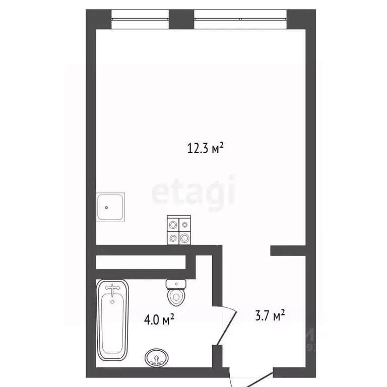 Студия Тюменская область, Тюмень ул. Евгения Войнова, 3 (25.1 м) - Фото 1