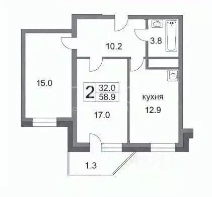 Квартира, 2 комнаты, 60 м - Фото 1