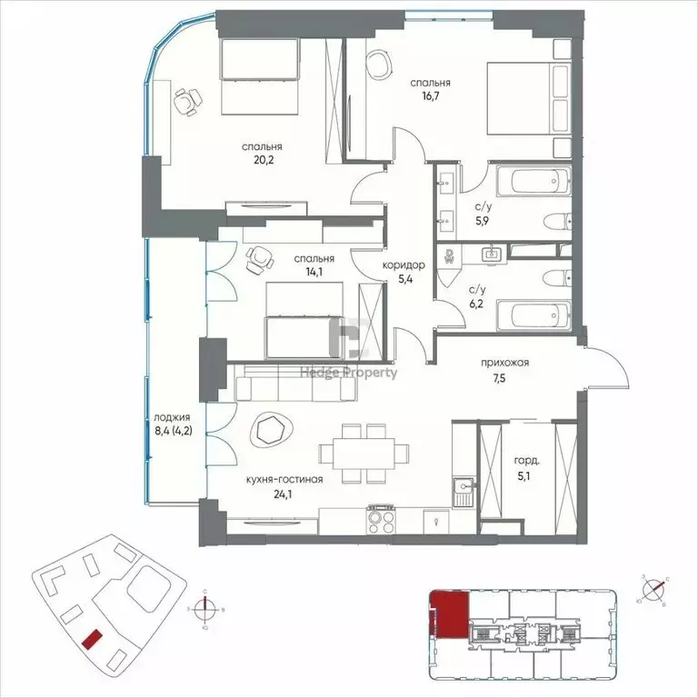 4-комнатная квартира: Москва, улица Нижние Мнёвники, 16к2 (1054 м) - Фото 1