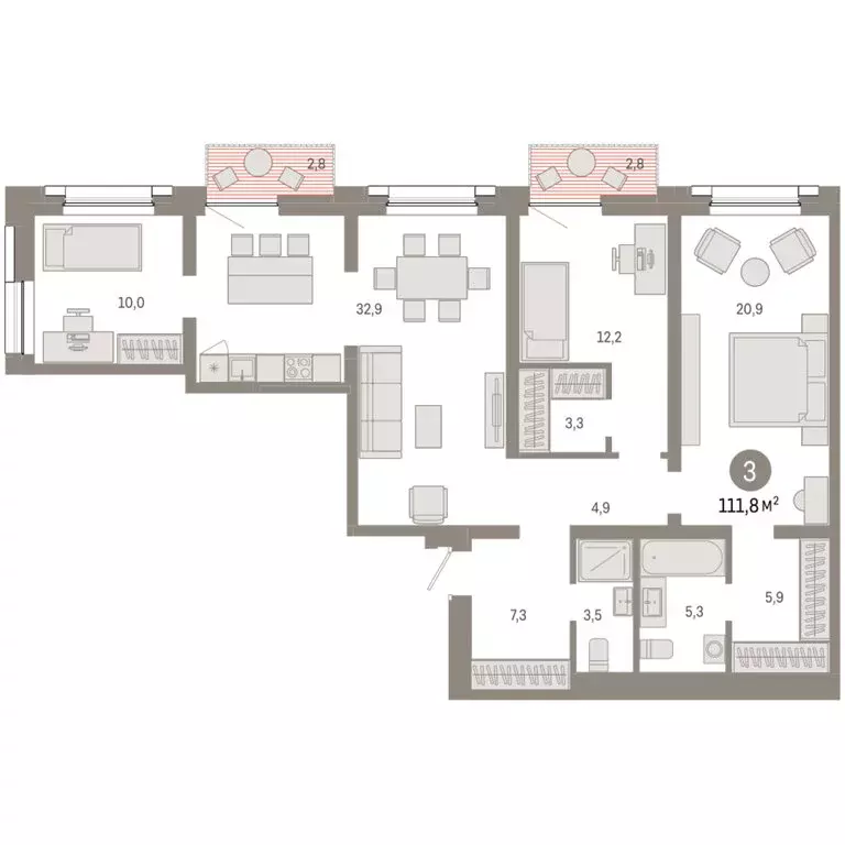 3-комнатная квартира: Новосибирск, Октябрьский район, микрорайон ... - Фото 1