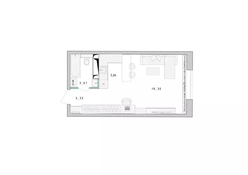 Студия Московская область, Пушкино Ярославское ш., 194 (30.3 м) - Фото 0