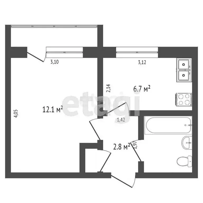1-комнатная квартира: Чита, улица Шилова, 40 (24.1 м) - Фото 0
