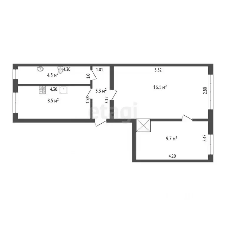2-к кв. Калужская область, Малоярославец ул. Крупской, 11 (41.7 м) - Фото 2