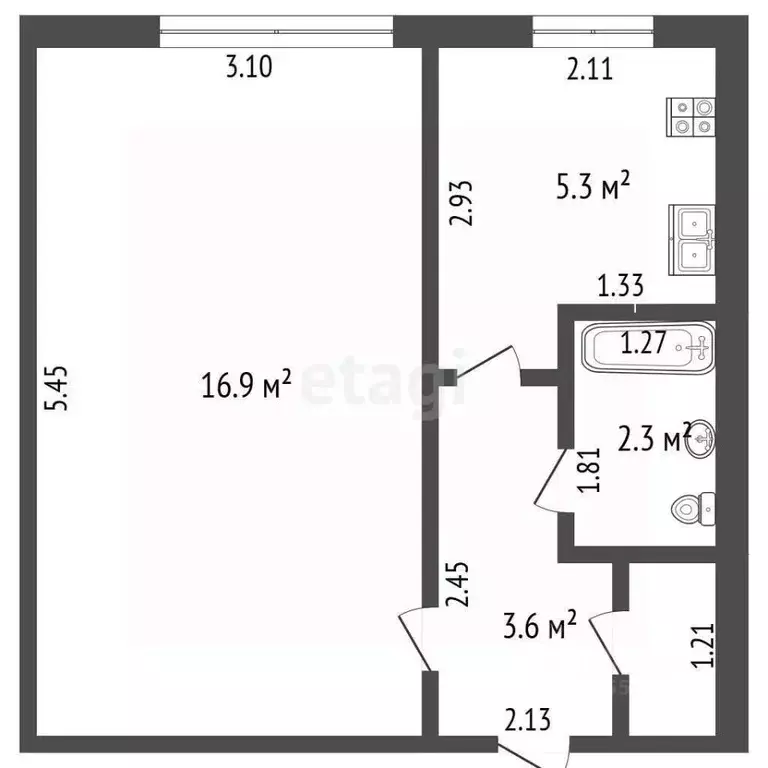 1-к кв. Самарская область, Самара Заводское ш., 57 (28.1 м) - Фото 2