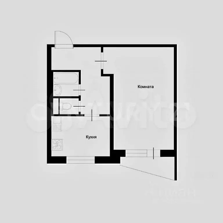 1-к. квартира, 32 м, 9/9 эт. - Фото 1