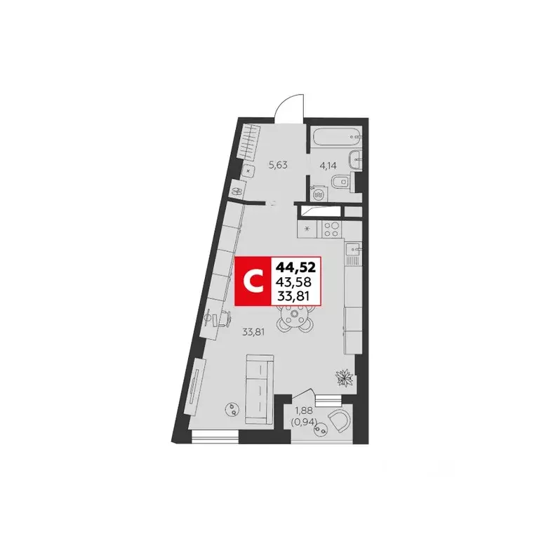 Студия Ростовская область, Ростов-на-Дону ул. Штахановского, 24/2 ... - Фото 0