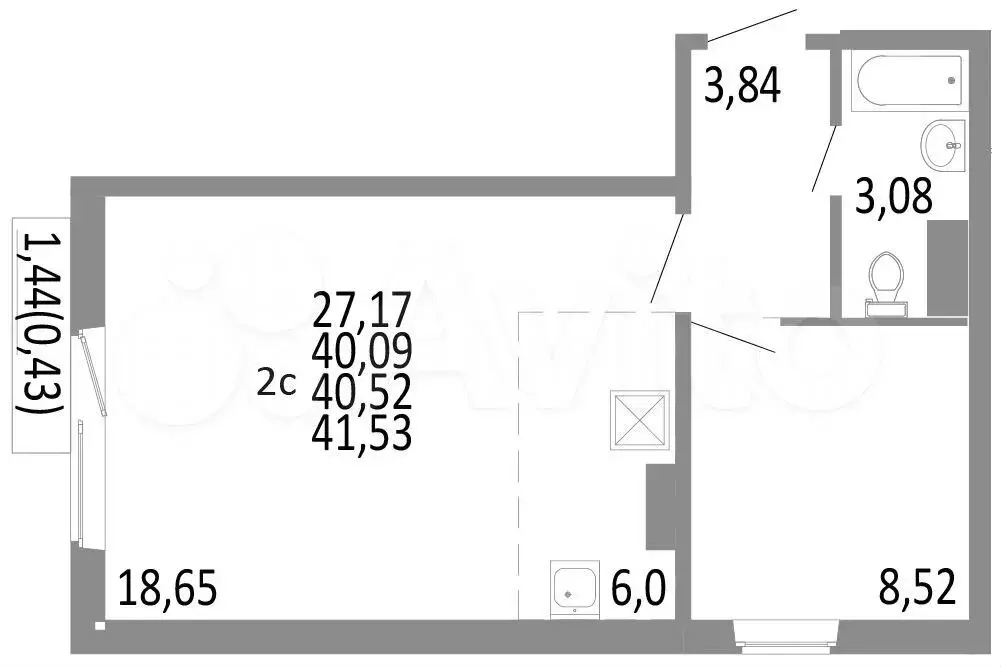 2-к. квартира, 40,5 м, 8/10 эт. - Фото 0