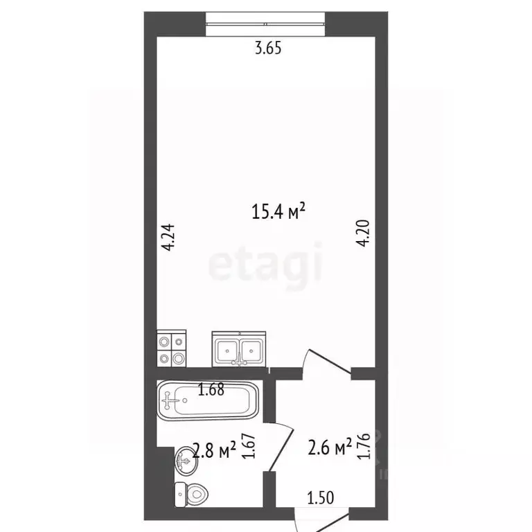 Студия Москва Люблинская ул., 80к5 (20.0 м) - Фото 2