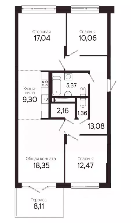 3-к кв. Томская область, Томск Комсомольский просп., 48 (90.6 м) - Фото 0