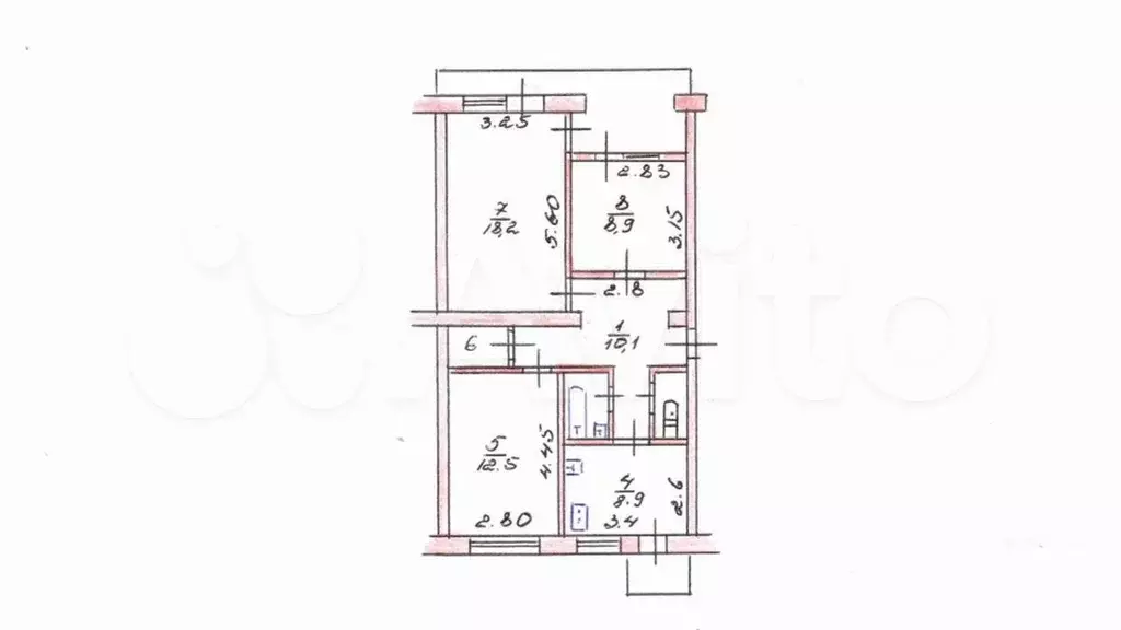 3-к. квартира, 68,1 м, 4/5 эт. - Фото 0