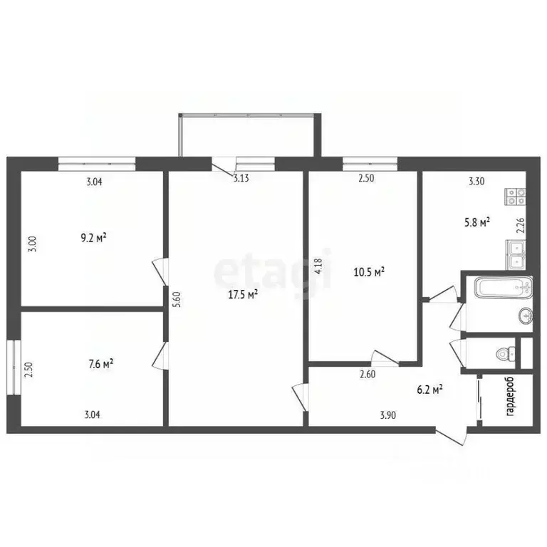 3-к кв. Московская область, Балашиха ул. Фадеева, 5 (61.2 м) - Фото 2