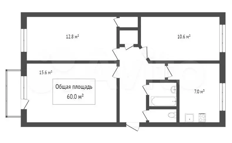 3-к. квартира, 62 м, 5/5 эт. - Фото 0