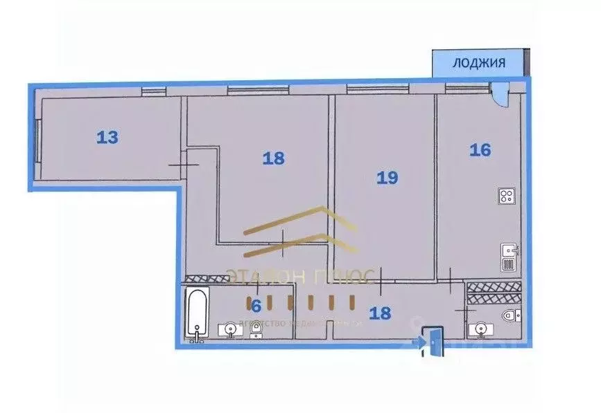 3-к кв. Санкт-Петербург Туристская ул., 15к2 (91.9 м) - Фото 2