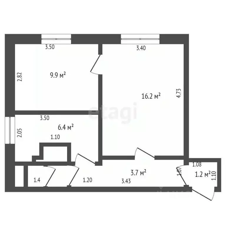 2-к кв. Вологодская область, Кадуй рп ул. Ленинградская, 25 (40.1 м) - Фото 1