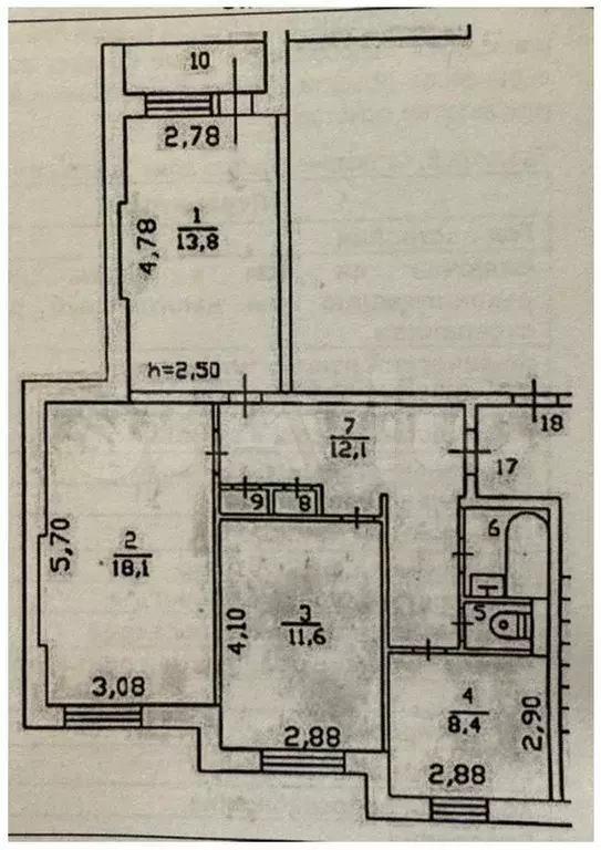 3-к. квартира, 69 м, 5/5 эт. - Фото 0