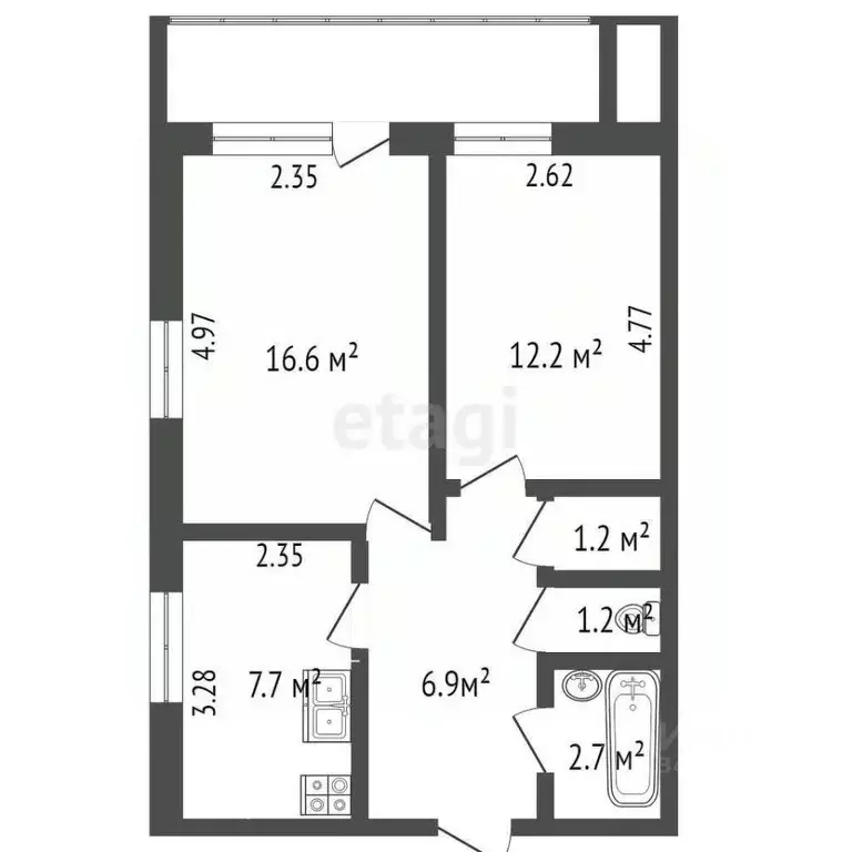 2-к кв. Белгородская область, Белгород просп. Ватутина, 11 (48.8 м) - Фото 2