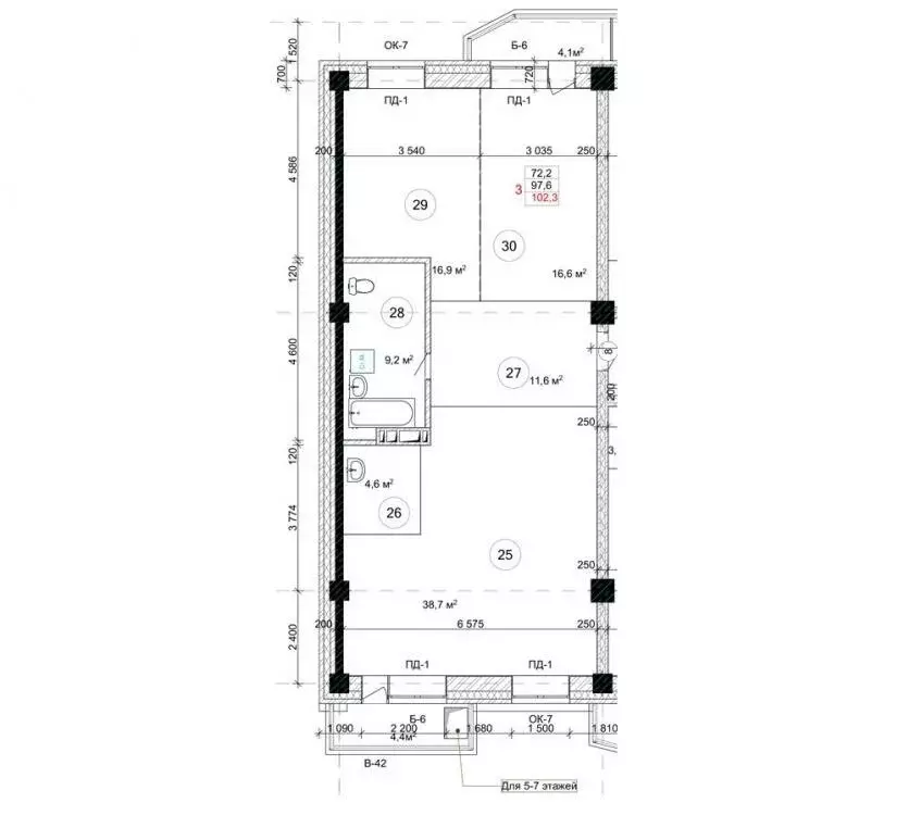 3-комнатная квартира: Абакан, улица Арбан, 22 (102.3 м) - Фото 1