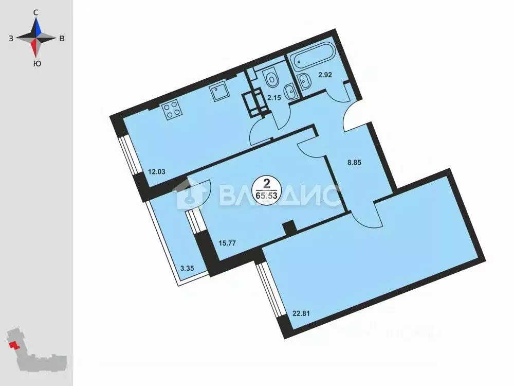 2-к кв. Владимирская область, Владимир Юрьевец мкр, Славная ул., 8 ... - Фото 2