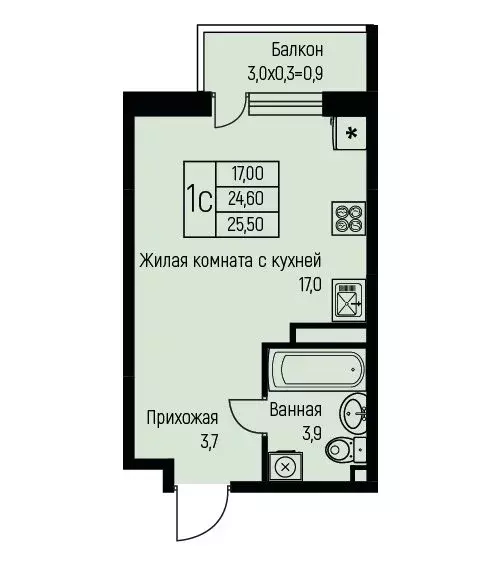 Квартира-студия: посёлок Берёзовый, посёлок Прогресс, жилой комплекс ... - Фото 0