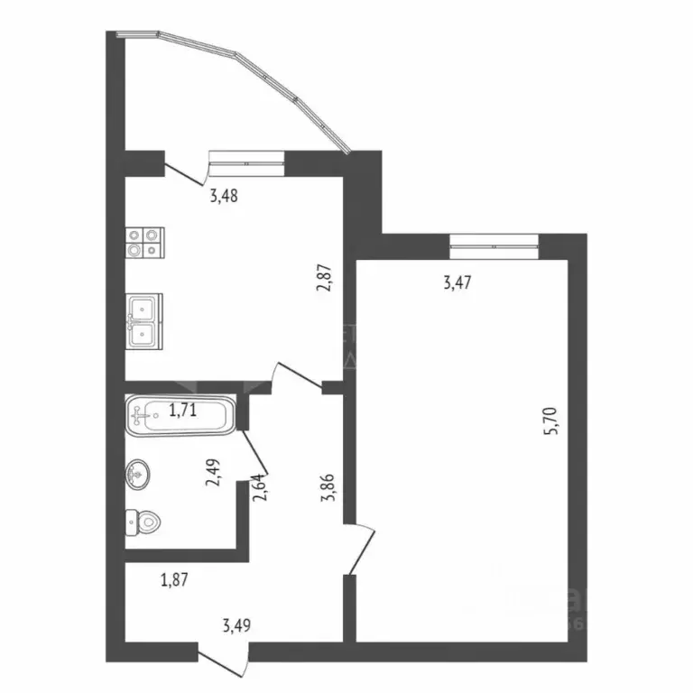 1-к кв. Тюменская область, Тюмень ул. Максима Горького, 83 (43.8 м) - Фото 2