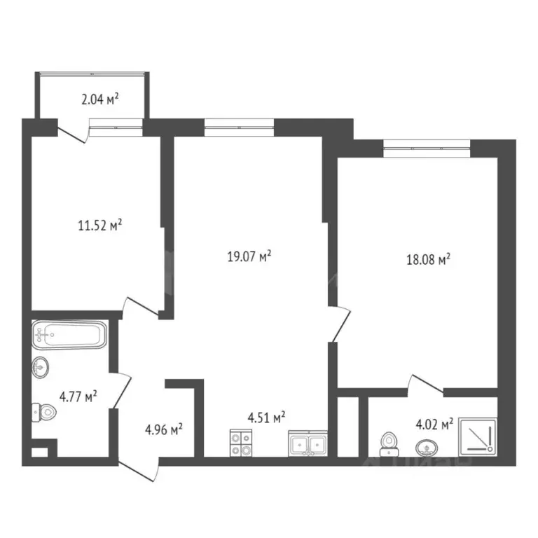 3-к кв. Тюменская область, Тюмень ул. Новоселов, 92 (64.64 м) - Фото 1