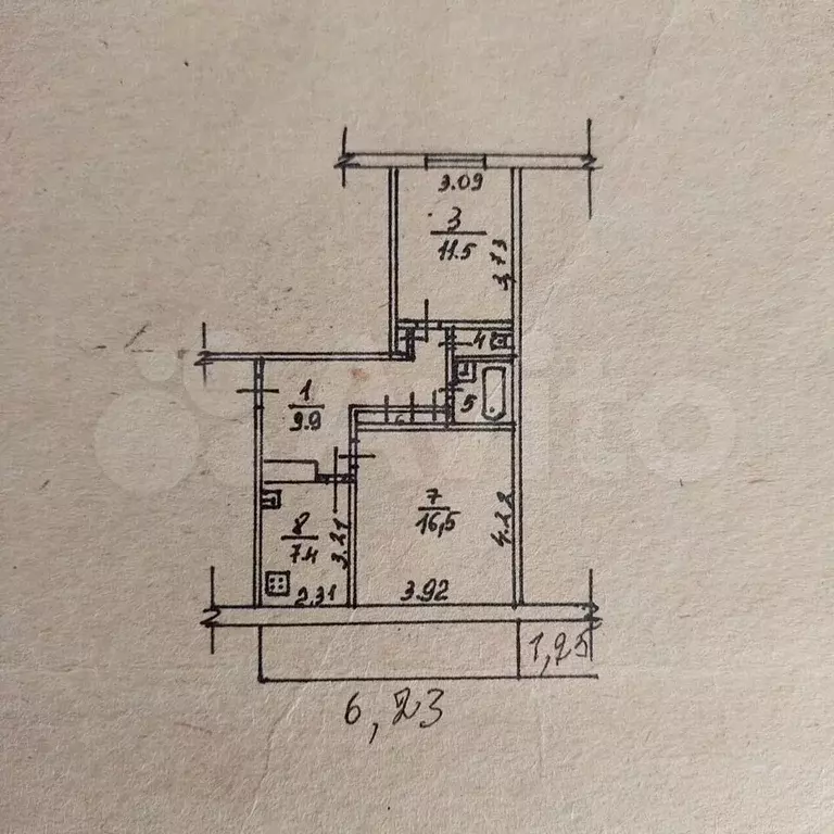 2-к. квартира, 50,6 м, 2/5 эт. - Фото 0