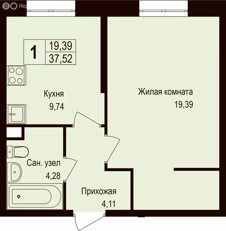 1-комнатная квартира: Московская область, городской округ Подольск, ... - Фото 1