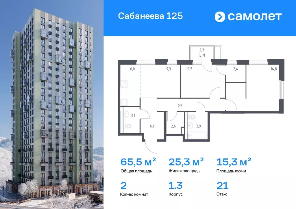 2-к кв. Приморский край, Владивосток ул. Сабанеева, 1.3 (65.5 м) - Фото 1
