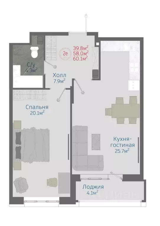 2-к кв. Воронежская область, Новоусманский район, пос. Отрадное ул. ... - Фото 1