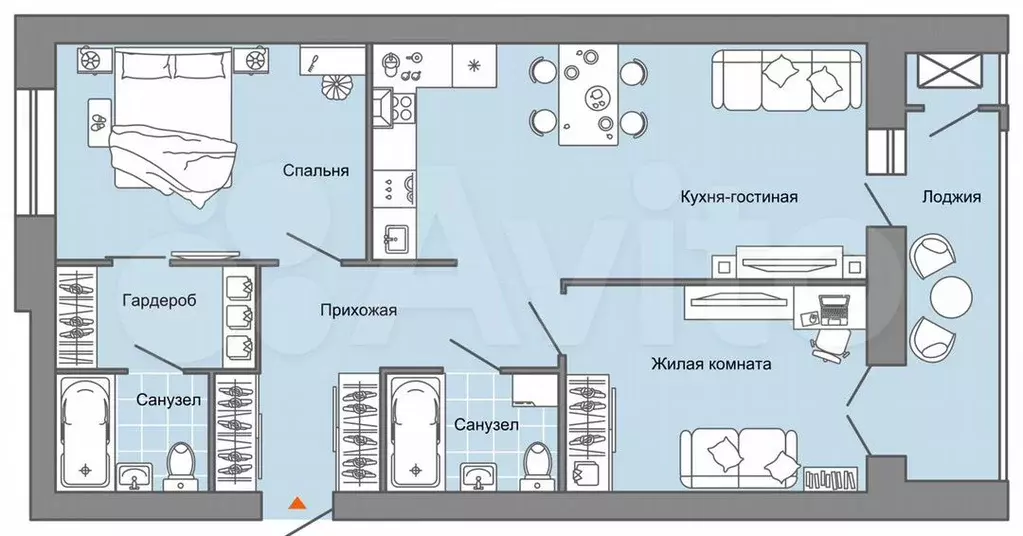 3-к. квартира, 76 м, 6/8 эт. - Фото 0