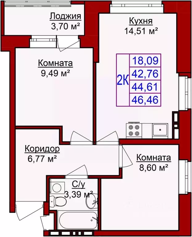 2-к кв. Удмуртия, Ижевск Сельхозвыставка жилрайон,  (46.57 м) - Фото 0