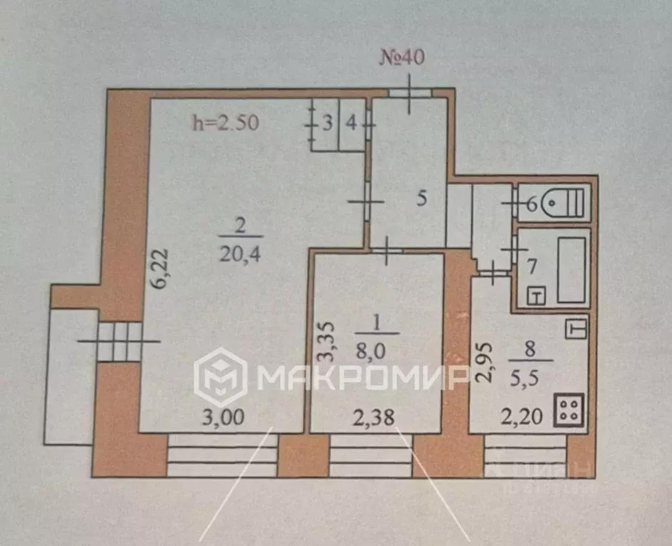 2-к кв. Ханты-Мансийский АО, Сургут ул. Грибоедова, 7 (43.5 м) - Фото 2