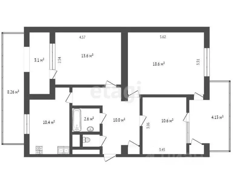 3-к кв. Севастополь ул. Хрусталева, 159 (64.1 м) - Фото 2