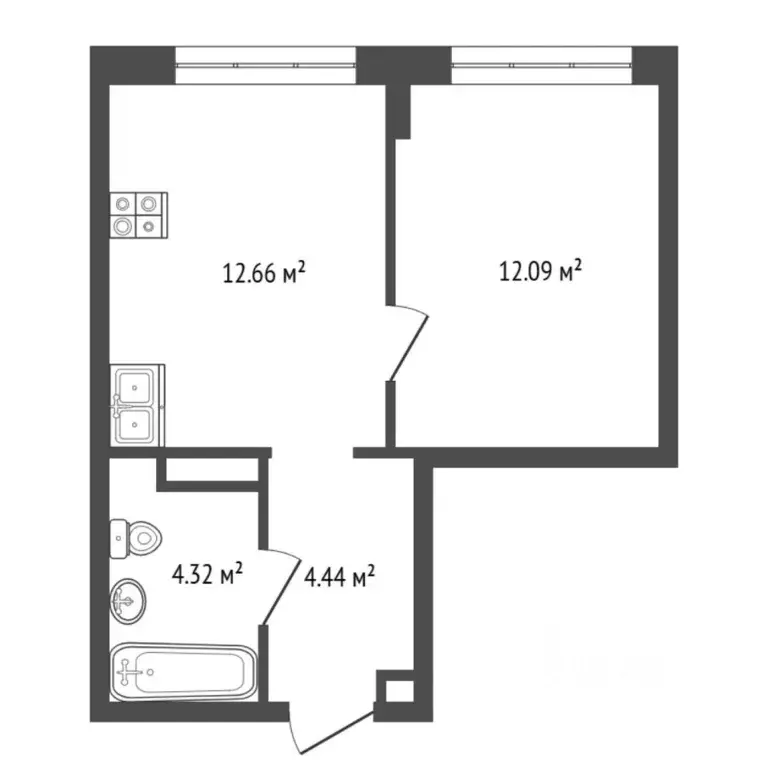 1-к кв. Тюменская область, Тюмень ул. Новоселов, 92 (33.5 м) - Фото 2
