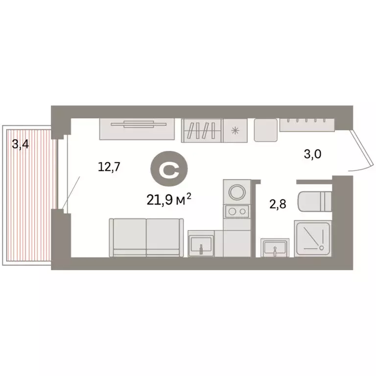 Квартира-студия: Екатеринбург, жилой район Сортировочный, микрорайон ... - Фото 2