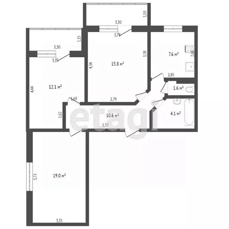 3-к кв. Ямало-Ненецкий АО, Новый Уренгой просп. Губкина, 21 (79.8 м) - Фото 1