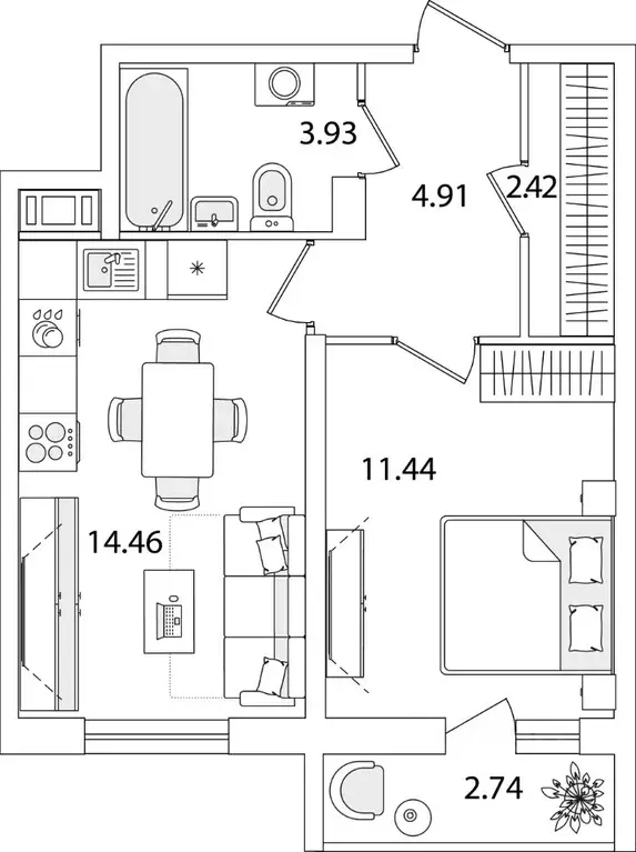 1-к кв. Санкт-Петербург ул. Тамбасова, 5Н (38.53 м) - Фото 0