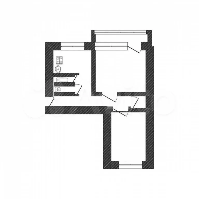 2-к. квартира, 43,5 м, 4/5 эт. - Фото 0