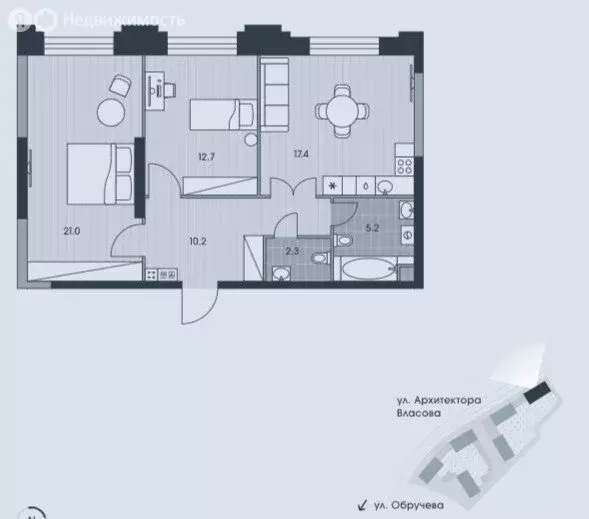 2-комнатная квартира: Москва, ЖК Эвер, 6 (68.5 м) - Фото 1