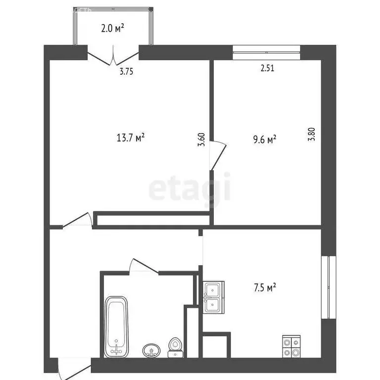 2-комнатная квартира: Самара, улица Гагарина, 157 (41.2 м) - Фото 0